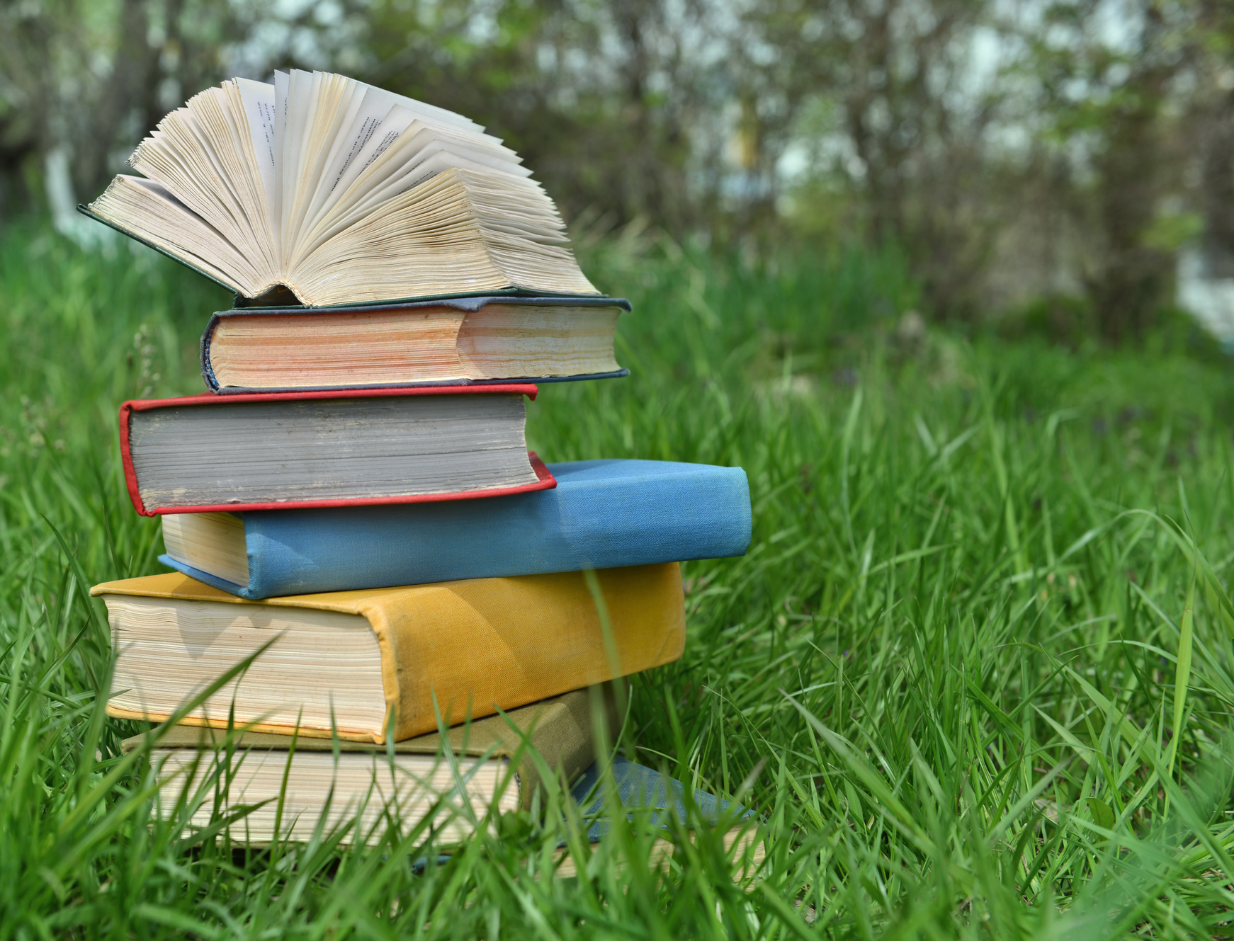 Vintage Still Life with Books outside in the Garden